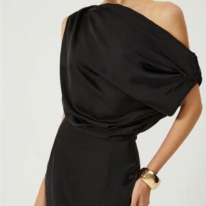 Satin One Shoulder Off Split Long Dress Size XL NWT